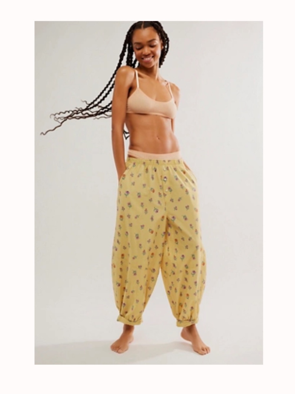 Free People Sunday Morning Lounge Pants in Yellow